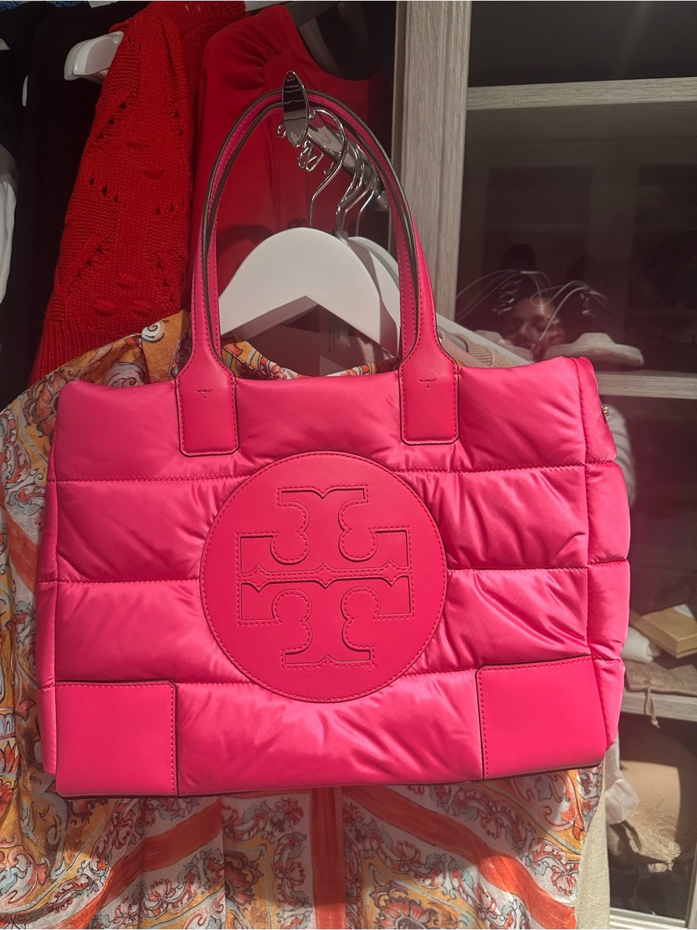Tory Burch Hot Pink Quilted Logo Tote